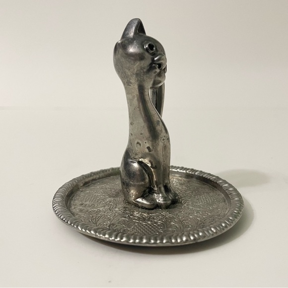 Vintage Cat Ring Holder Jewelry Display Kitty Trinket Holder - Picture 2 of 12